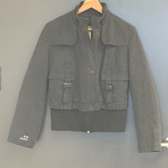 Soia & Kyo L GUC soft black Bomber Jacket with Military-Inspired Design - Picture 2 of 15